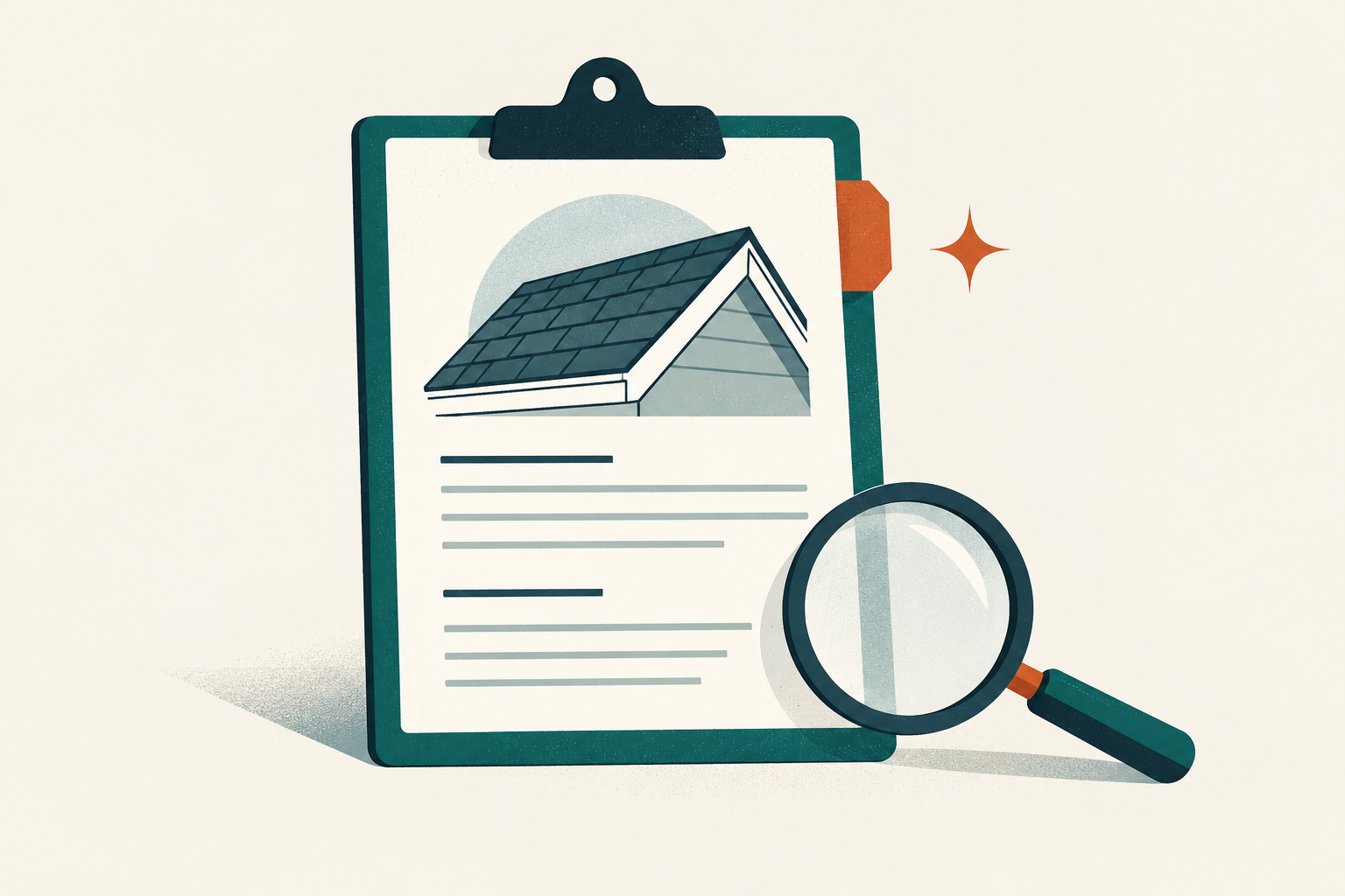 Homeowner comparing a roof inspection report with questions for a qualified professional