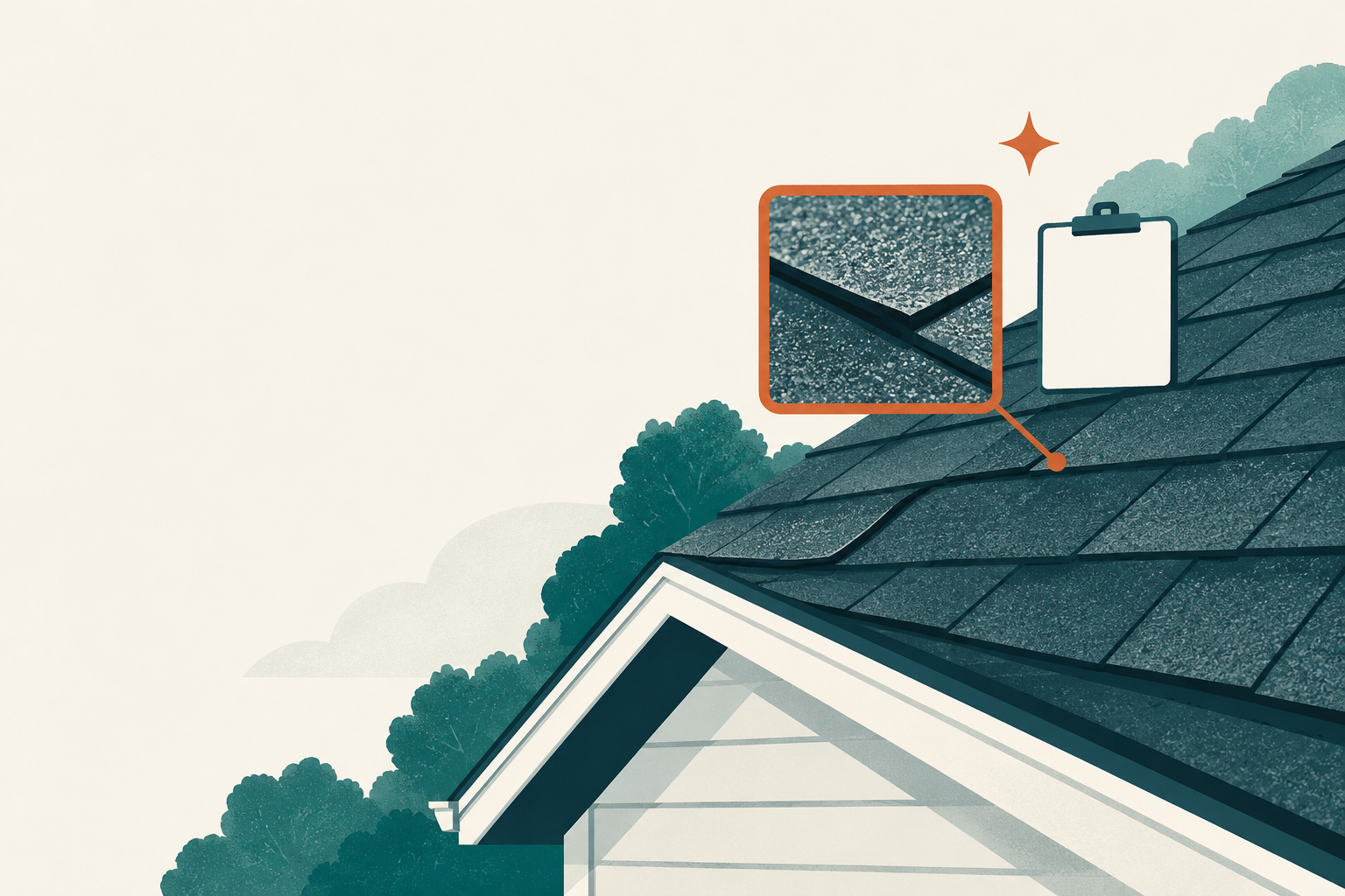 Homeowner reviewing roof condition notes and photographs from a safe ground-level viewpoint